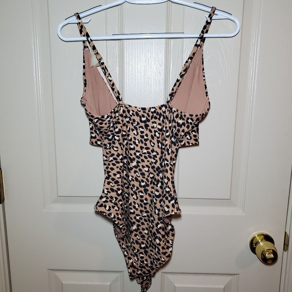 NWT Aerie Wrap Full Coverage One Piece Leopard Print Swimsuit Size S - Picture 6 of 15